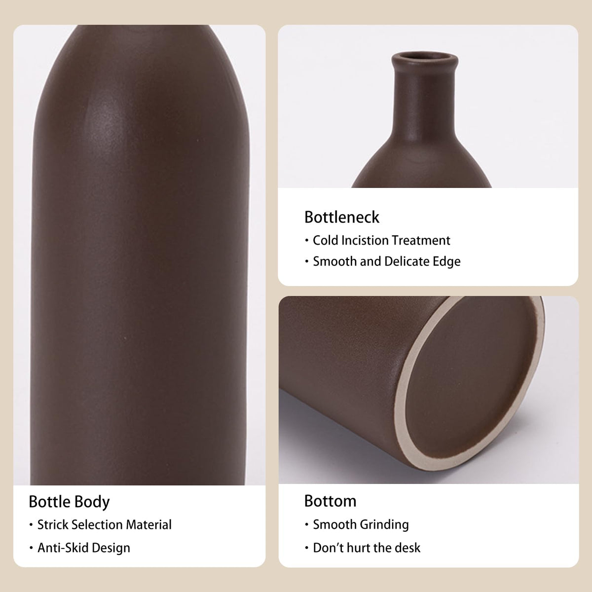 OLACHIKKO neutral vase set in gray matte finish complements contemporary desks.