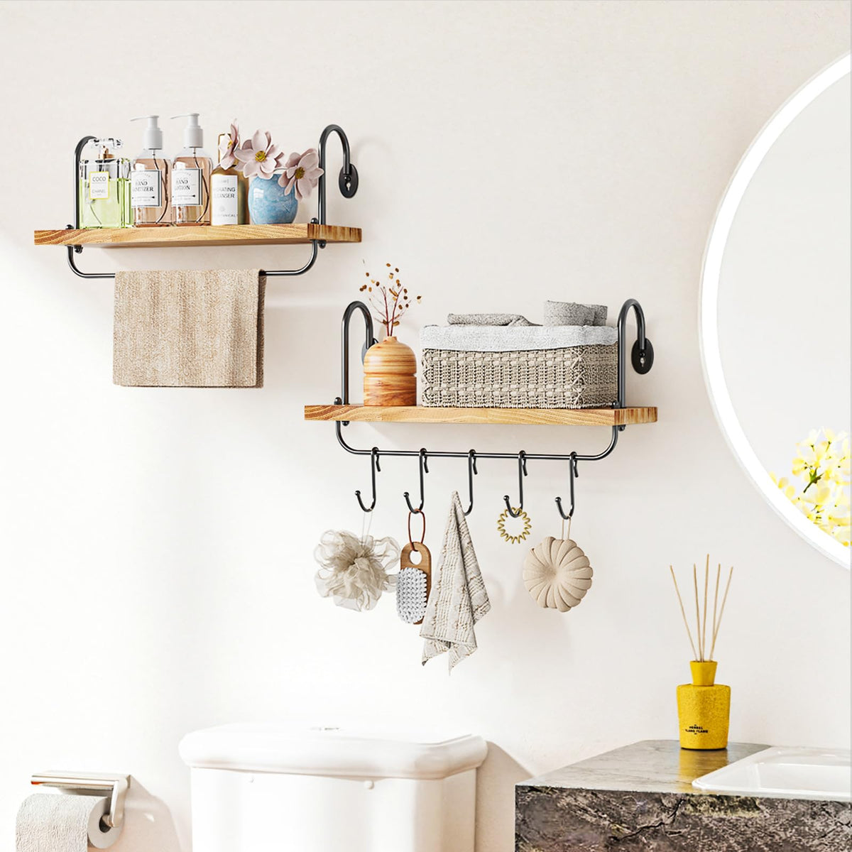 Olakee adjustable hooks in use, versatile for cups and decor.