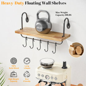 Olakee wooden shelves with matte brackets, rustic industrial charm for any wall.