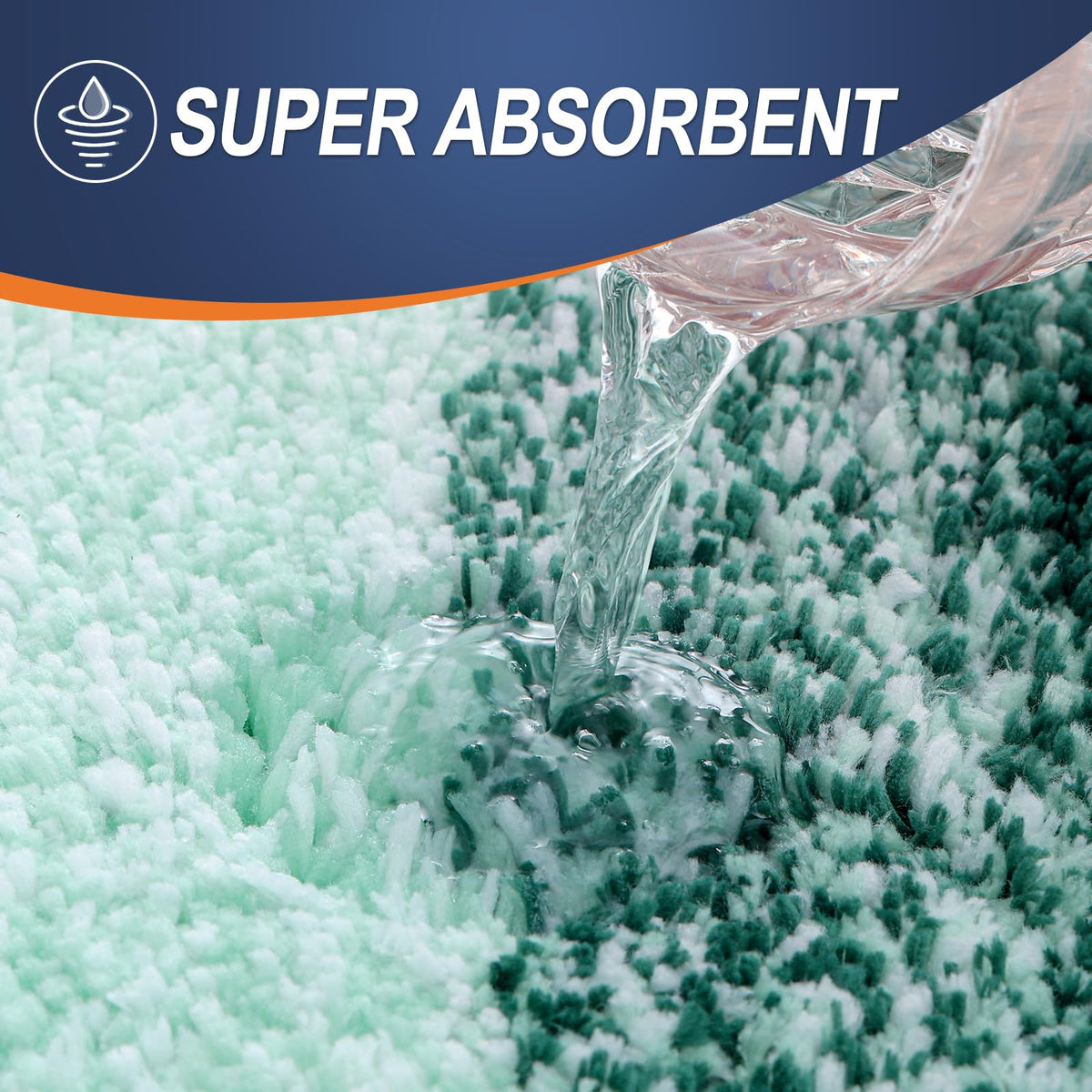 OLANLY absorbent microfiber pile dries feet quickly after shower.