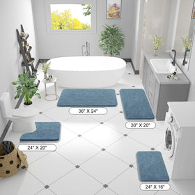 OLANLY airy blue rug adds soft decor and comfort to any bathroom.