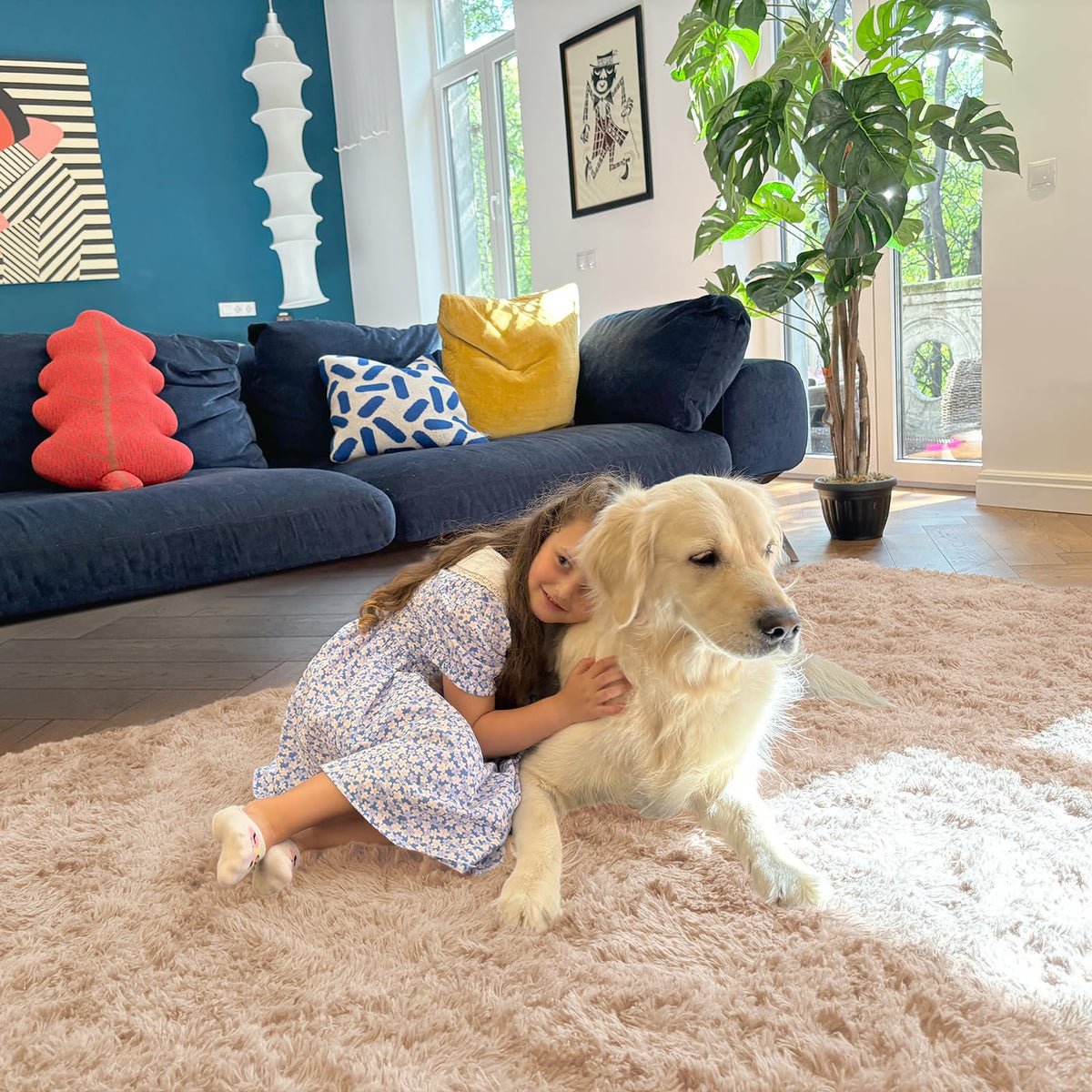 OLANLY area rug living room ambiance with plush, inviting texture