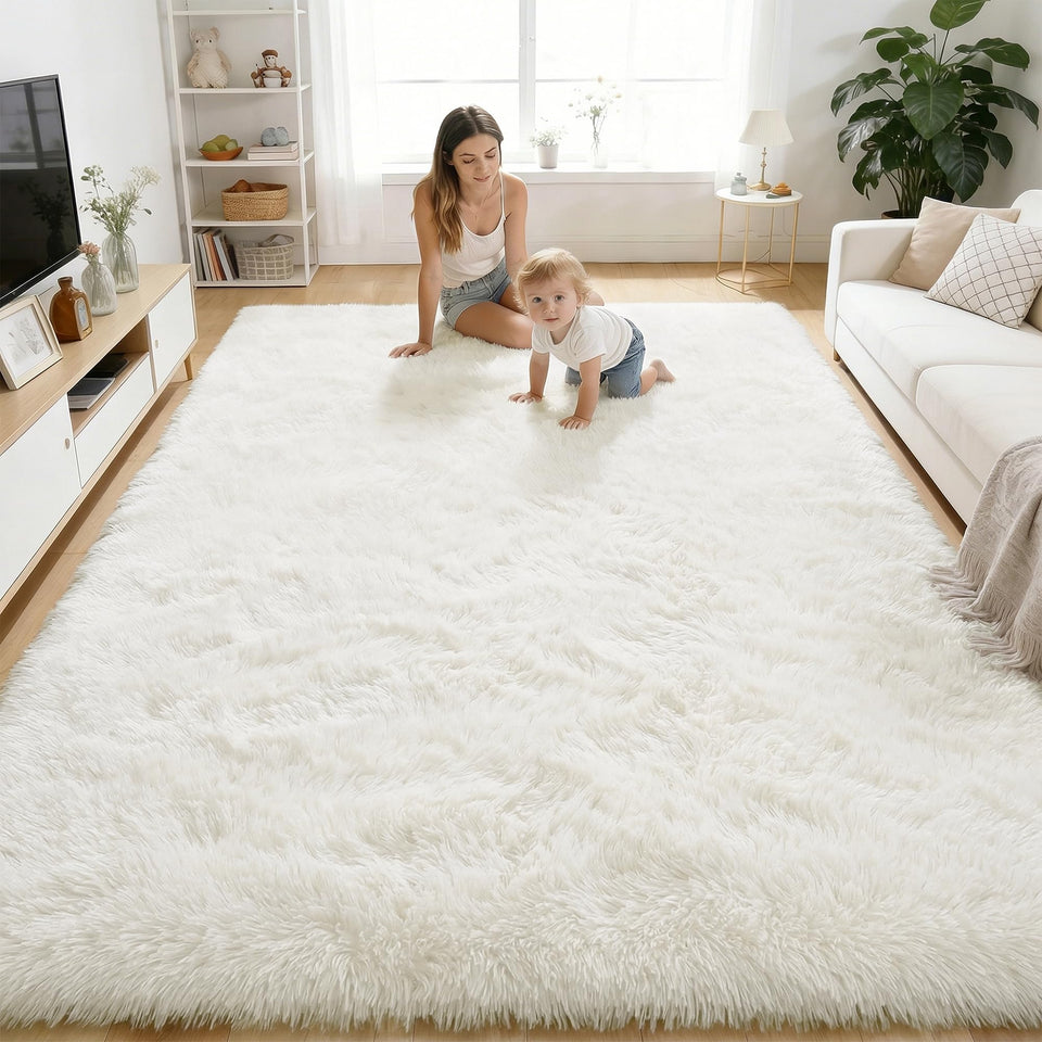 OLANLY area rug living room soft fluffy pile for cozy barefoot comfort