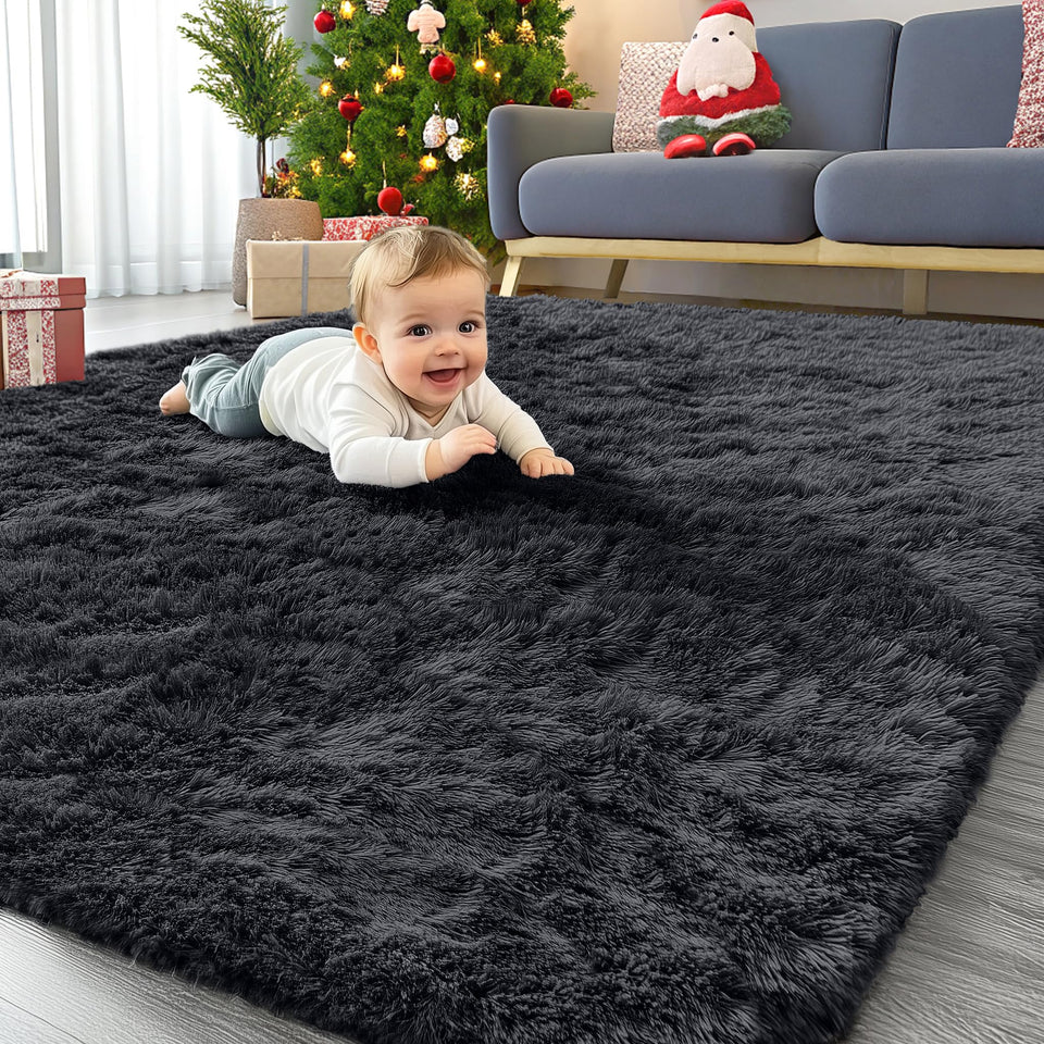 OLANLY area rug with soft fluffy pile for warm feet in bedrooms.