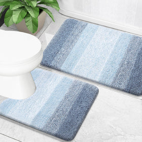 OLANLY bath mat 30x20 blue with plush microfiber for quick-dry comfort.