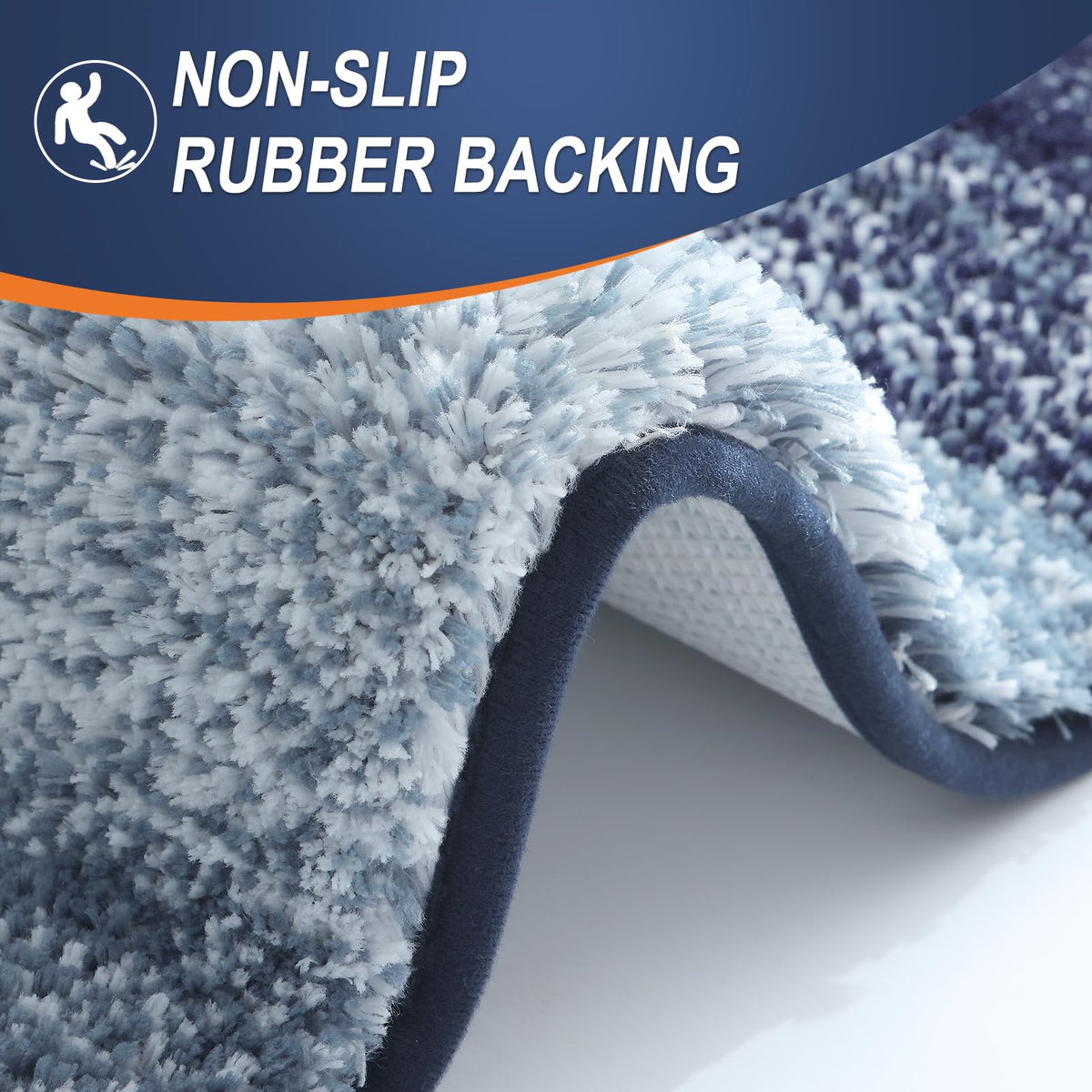 OLANLY bath mat gradient stripe design for modern decor.