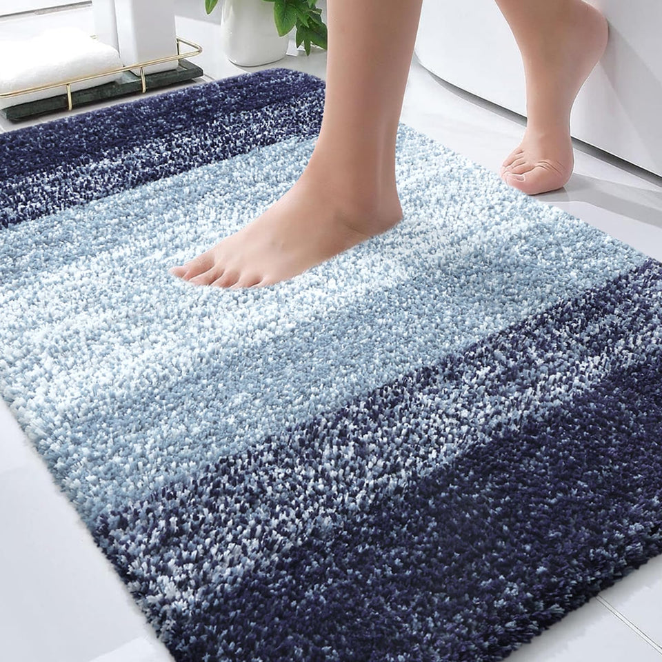 OLANLY bath mat with soft microfiber pile for warm, comfortable feet.