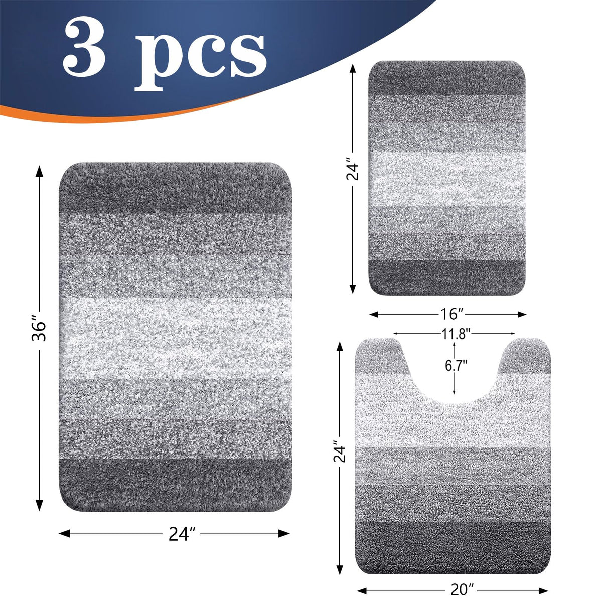 OLANLY grey bath mat 36x24 beside sink for soft warmth.