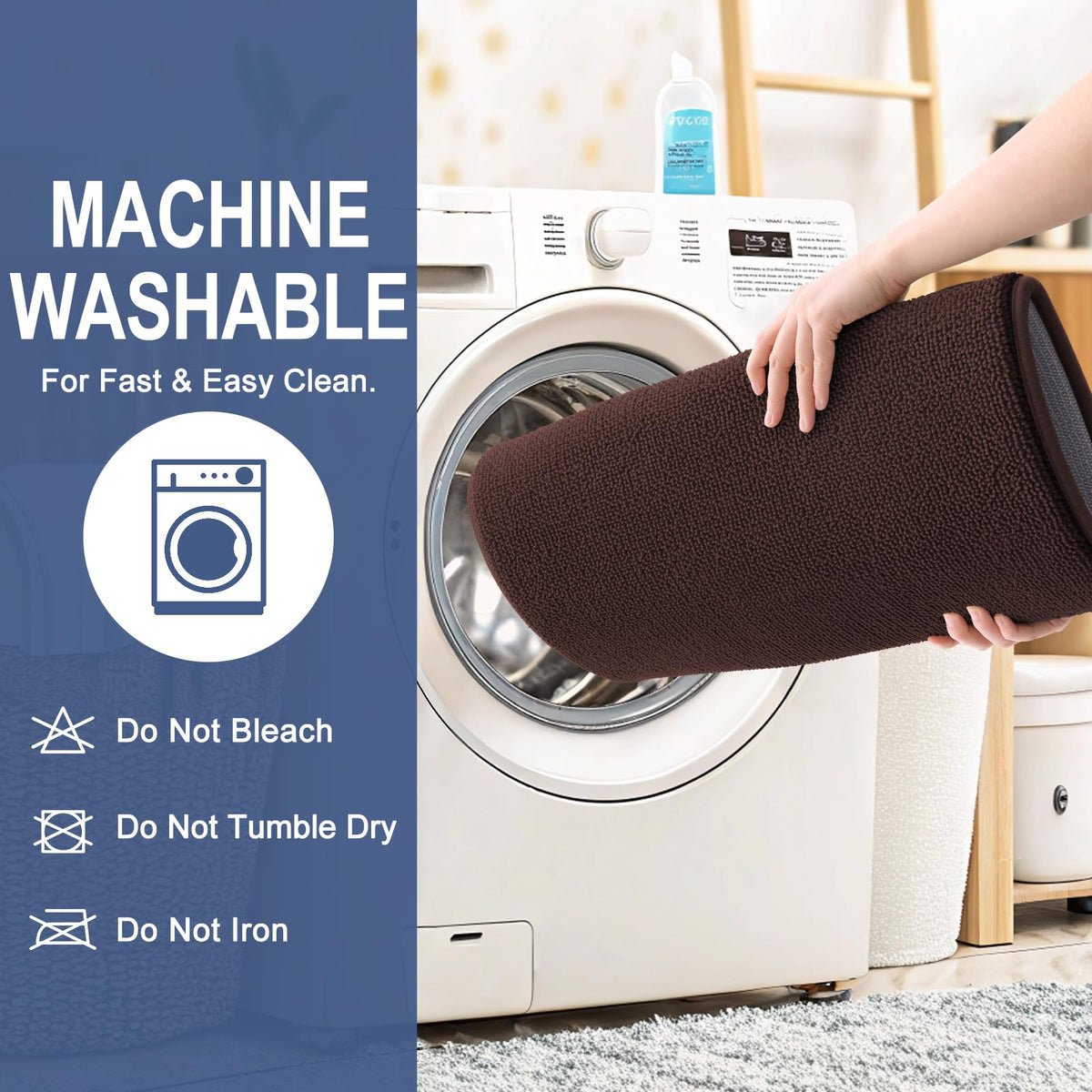 OLANLY brown bath mat by tub or shower enhances bathroom decor.