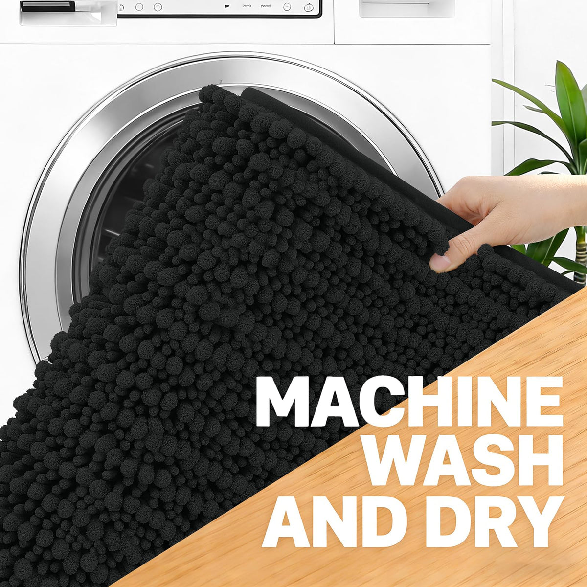 OLANLY bath mat beside tub or vanity adds soft decor and comfort