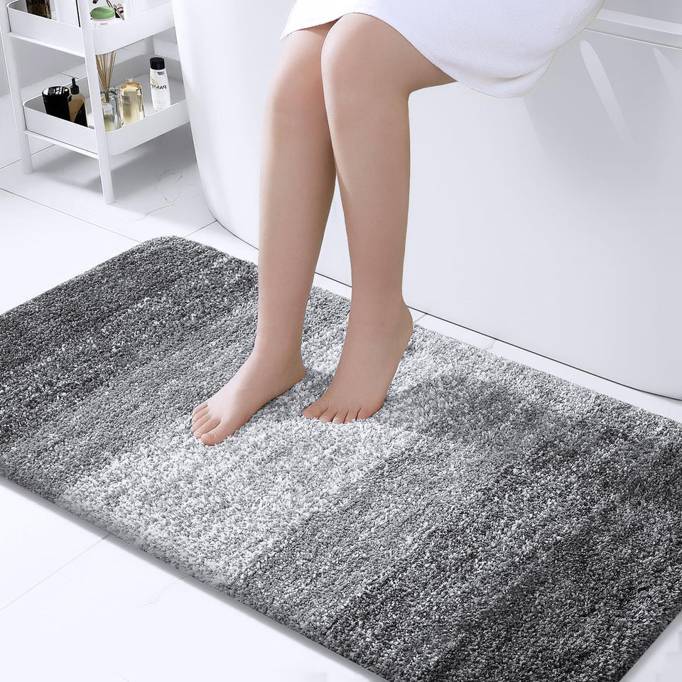 OLANLY bath mat featuring soft microfiber for plush comfort after shower.