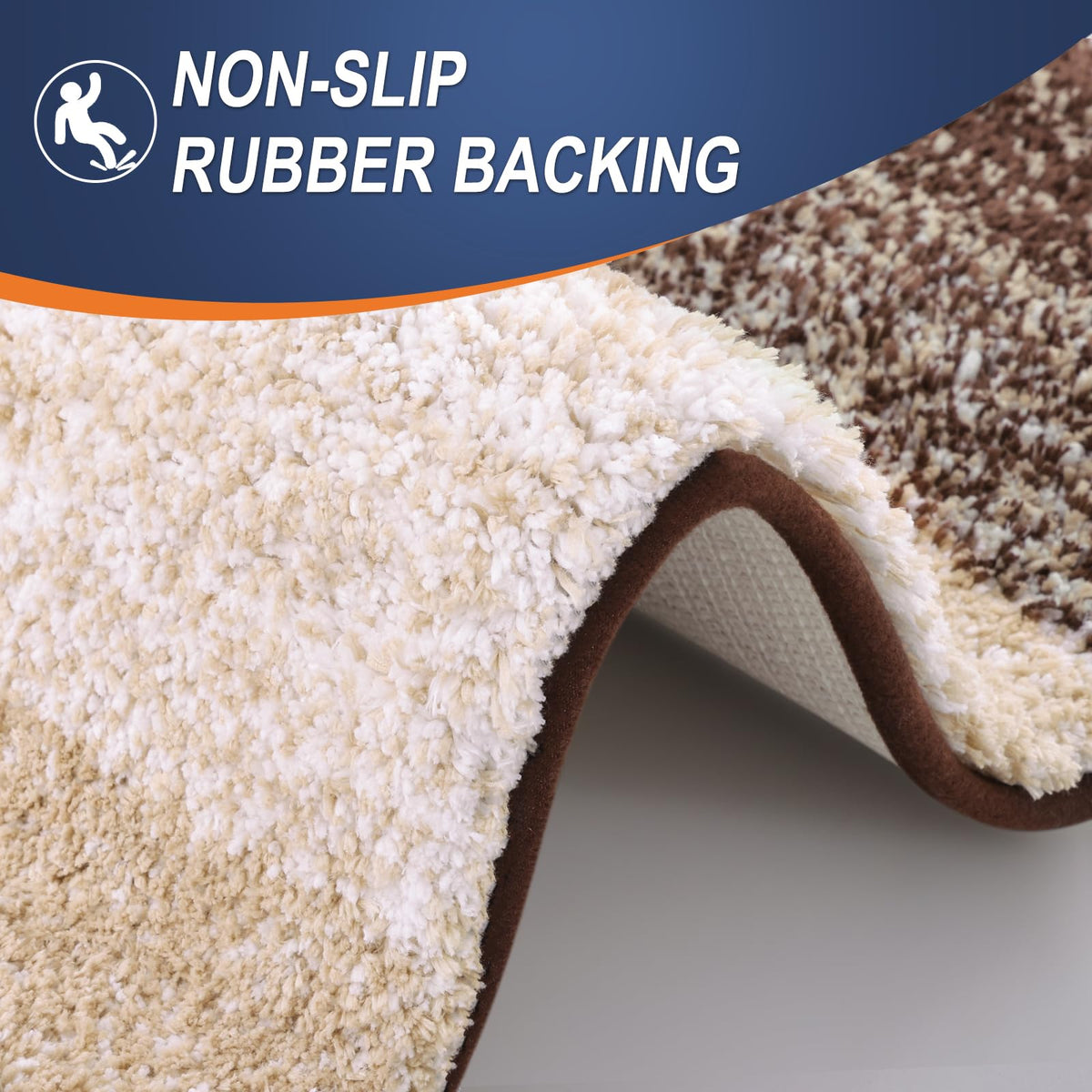 OLANLY bath mat TP rubber backing helps prevent slipping.
