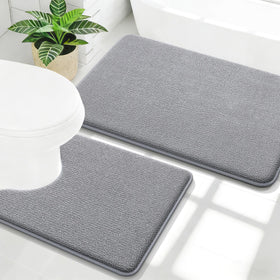 OLANLY 2-piece grey bath mats set for plush comfort and modern style.