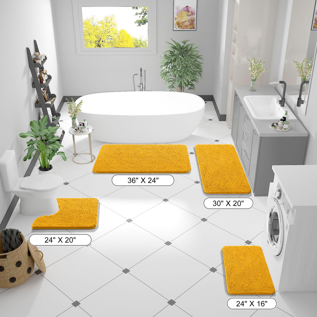 OLANLY bath rug shows absorbent fibers to dry feet quickly