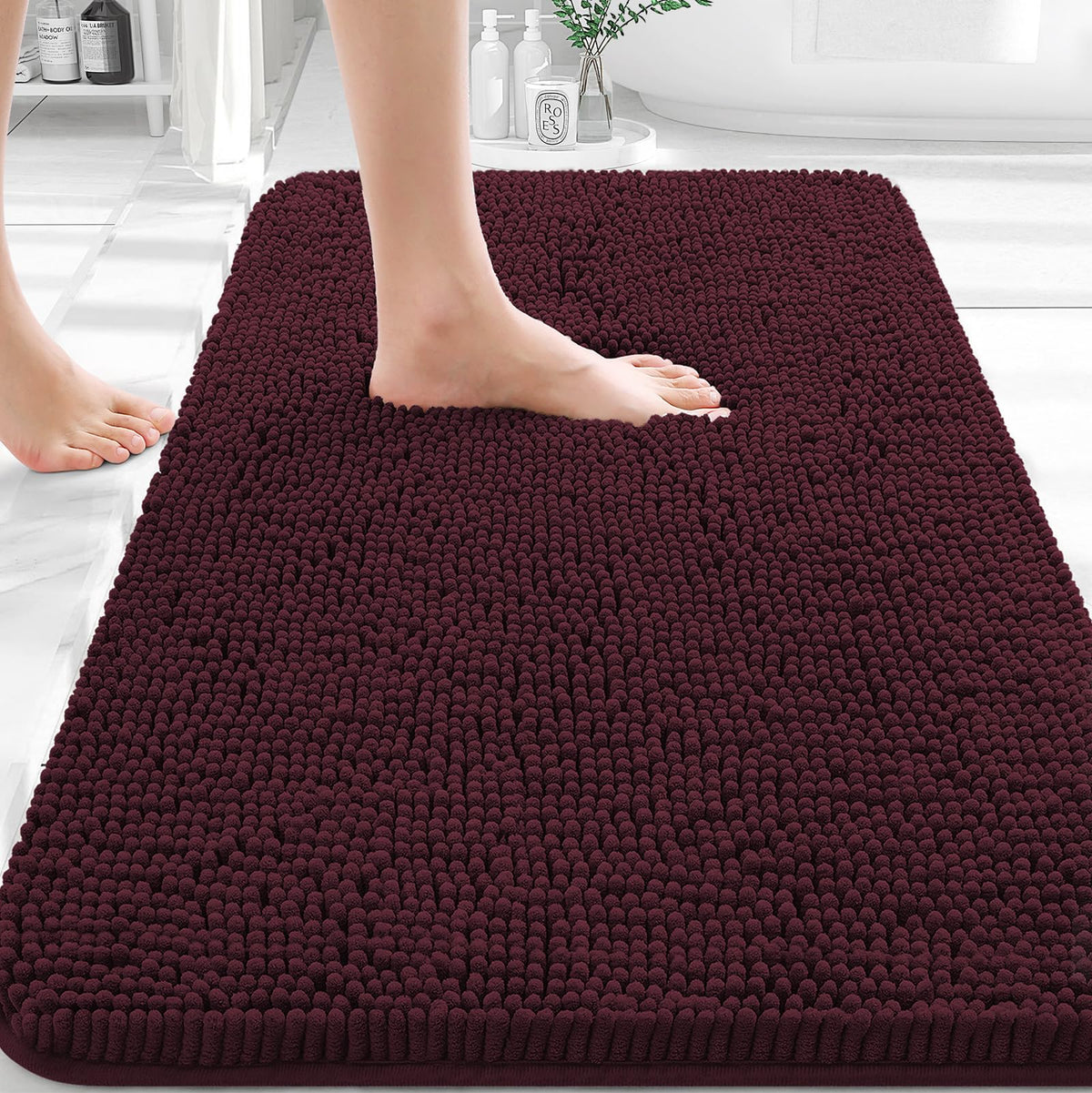 OLANLY bath rug plush chenille provides cozy warmth for tired feet
