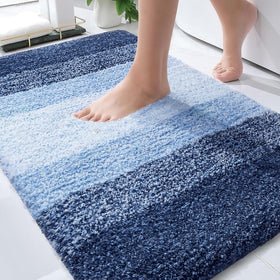 OLANLY bath rug 30x20 navy with soft microfiber for plush comfort and moisture absorption