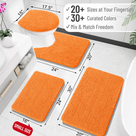 OLANLY orange chenille rug closeup highlights dense pile for superior absorbency.