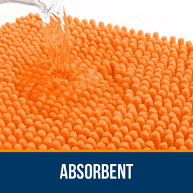 OLANLY chenille rug demonstrates versatile use in bathroom, vanity, or guest areas.