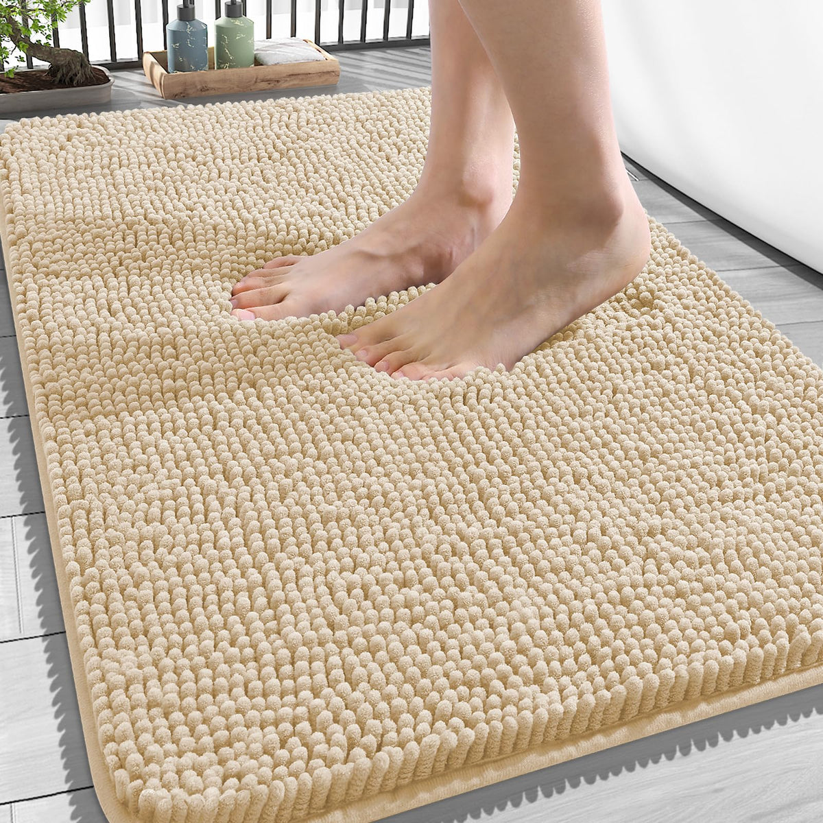 OLANLY bath rug in soft-chenille texture for cozy feet and warmth