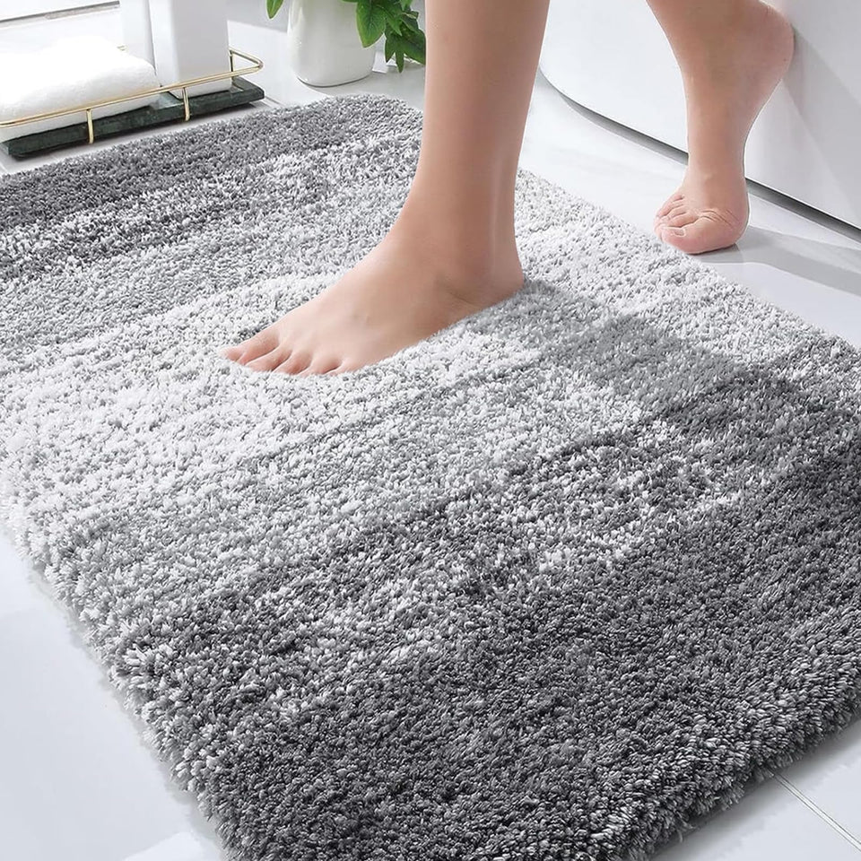 OLANLY bath rug plush microfiber pile for soft feet and warmth.