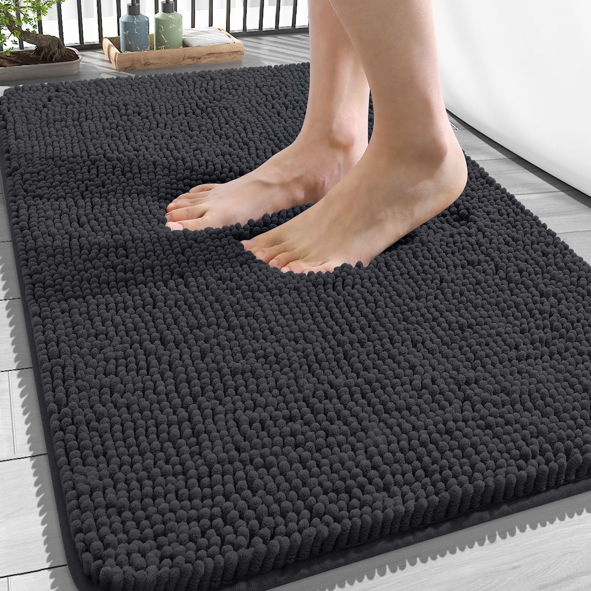 OLANLY bath rug 34x21 soft chenille for cozy feet and warm bathroom vibes