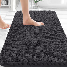 OLANLY bath rug soft chenille provides cozy feet at the bathroom entrance.