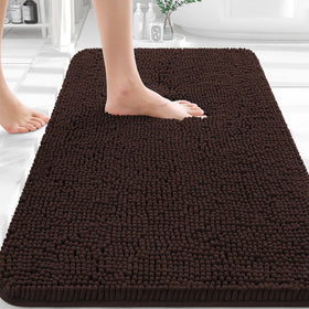 OLANLY bath rug with soft chenille for cozy feet after shower.