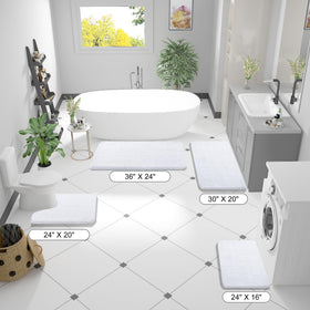 OLANLY bath rug 70x24 absorbent close-up demonstrates dense chenille for fast drying.