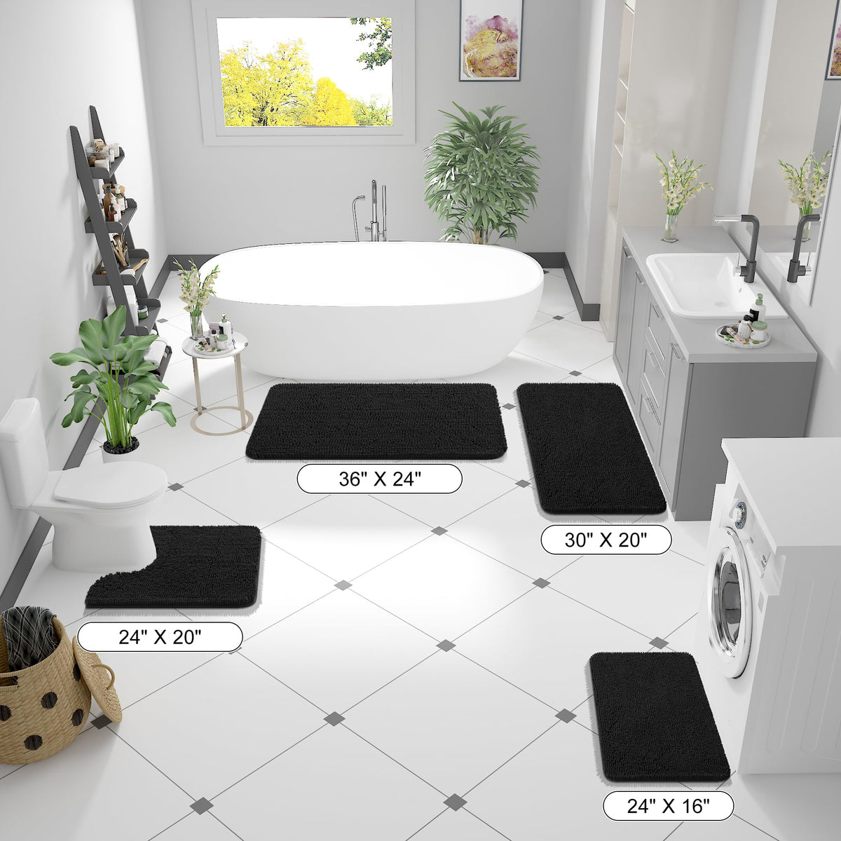 OLANLY bath rug absorbent chenille closeup with dense fibers absorbing moisture