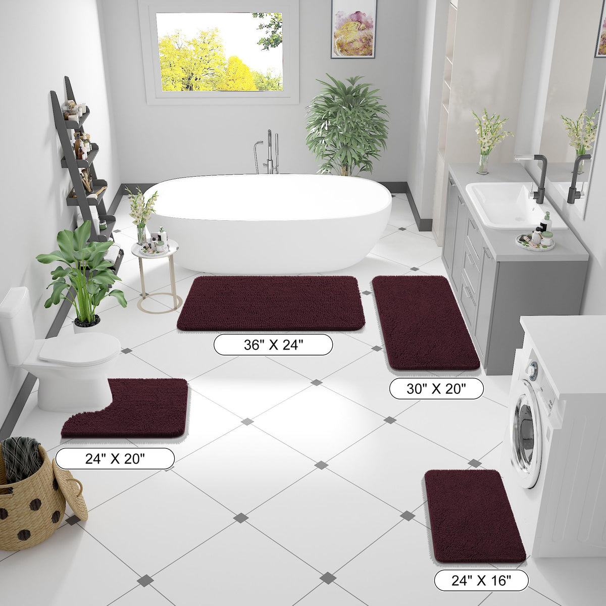 OLANLY bath rug absorbent dense chenille soaks up water quickly