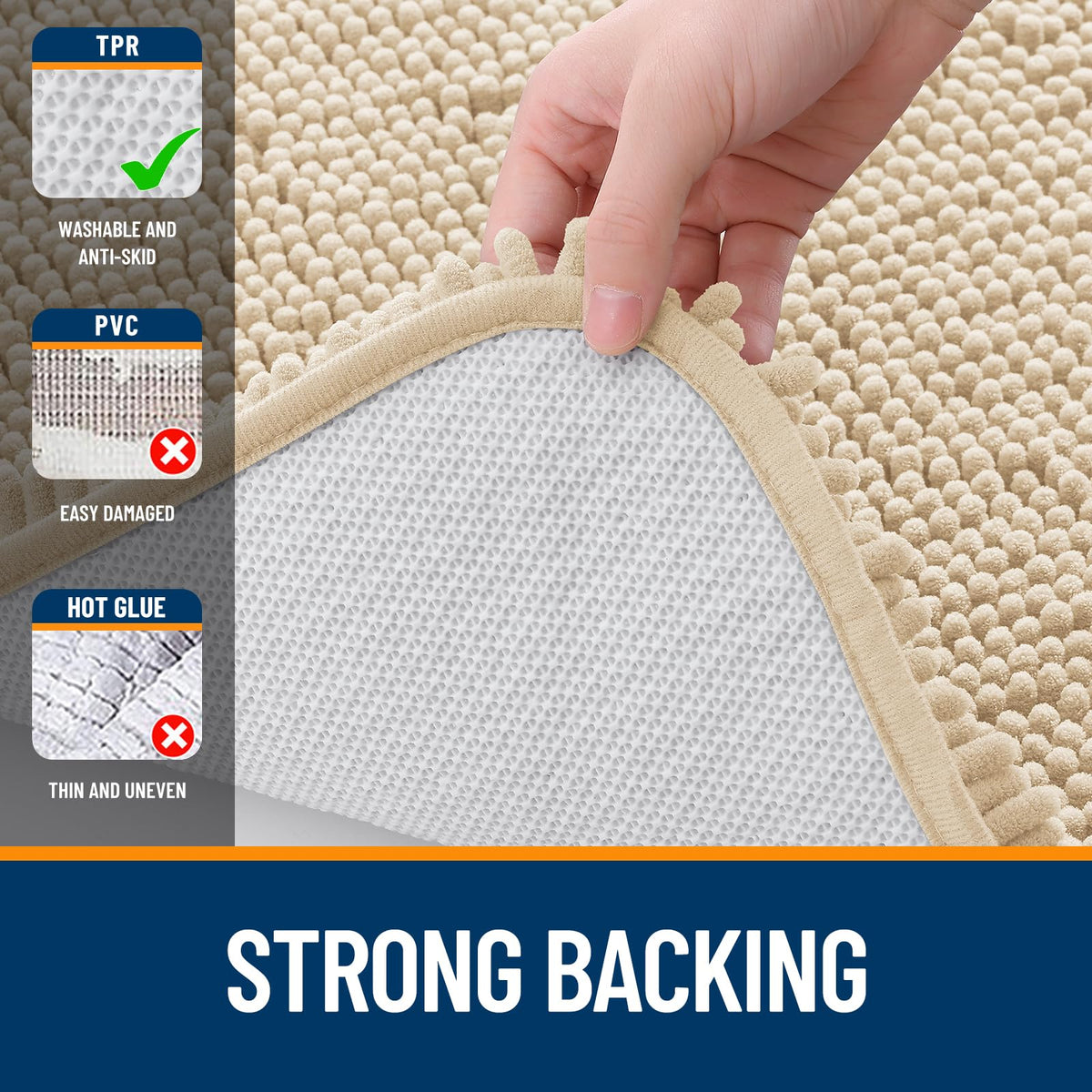 OLANLY bath rug beige-color complements many bathroom styles