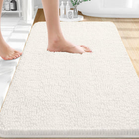 OLANLY bath rug chenille in ivory provides plush warmth to your bathroom floor.