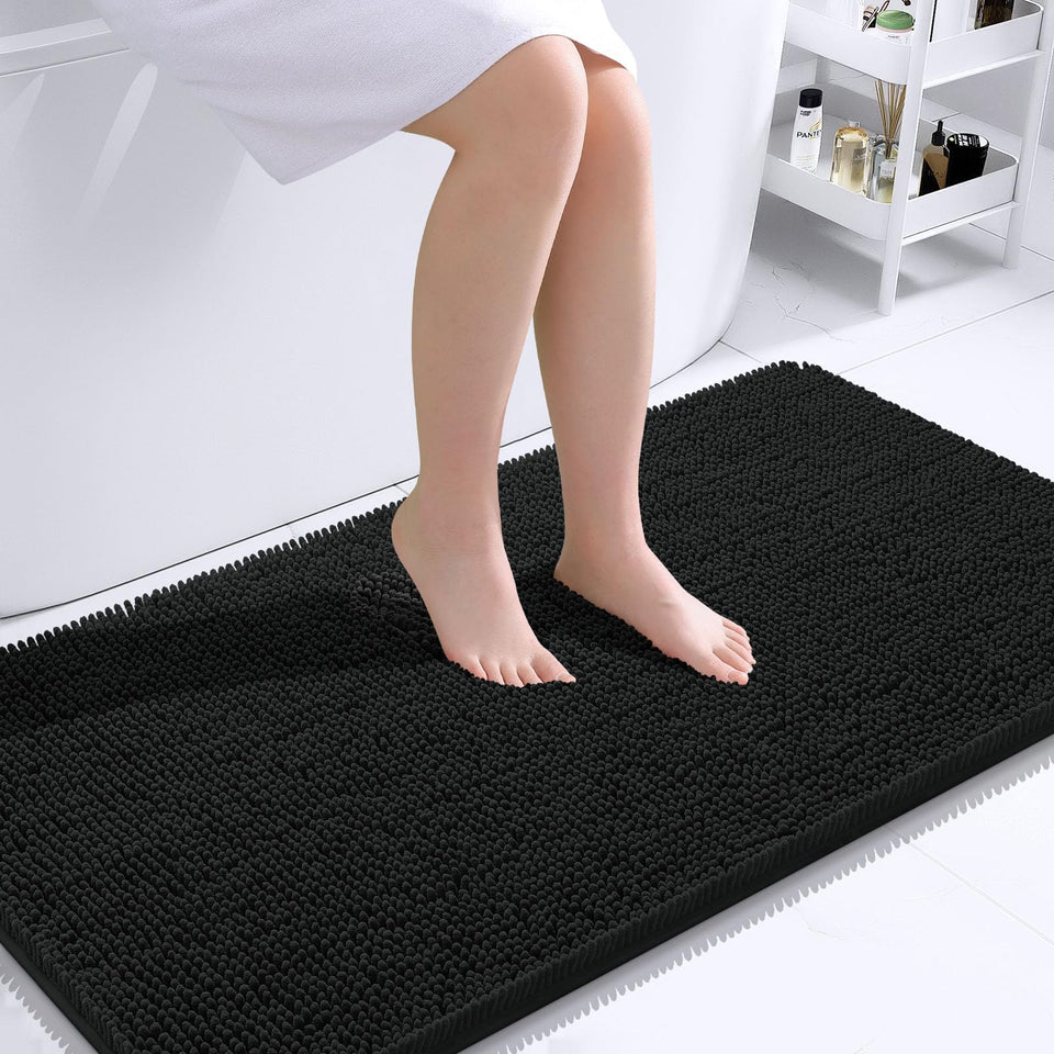 OLANLY bath rug with soft chenille for cozy feet by the sink, absorbent and quick-drying.