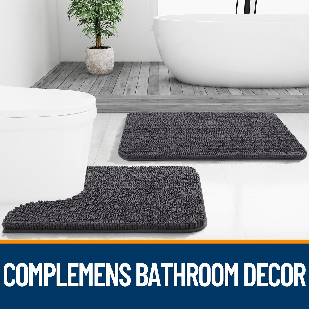 OLANLY bath rug dark grey complements modern bathrooms with plush texture
