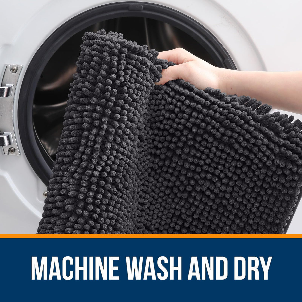 OLANLY bath rug machine-washable for easy care and long-lasting color.