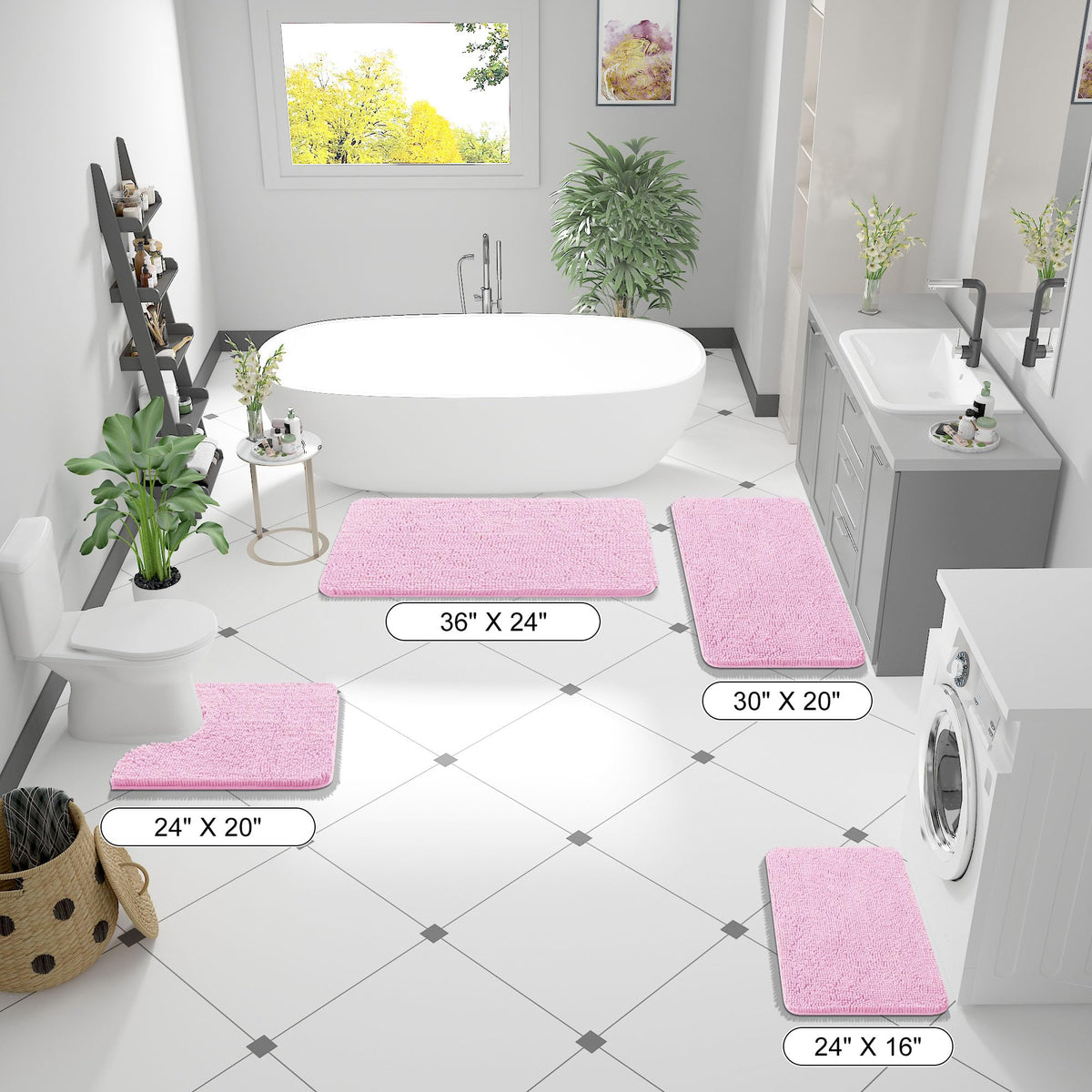 OLANLY bath rug pink color display adds warmth to space
