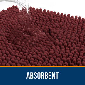 OLANLY bath rug with rubber backing provides stable footing.