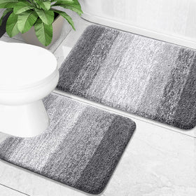 OLANLY bath rug set 2pc grey with plush 1-inch pile for soft bathroom comfort.