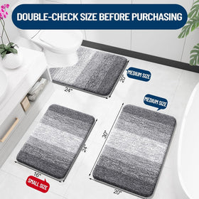 OLANLY bath rug set 3-piece contour toilet rug, non-slip backing for safety.