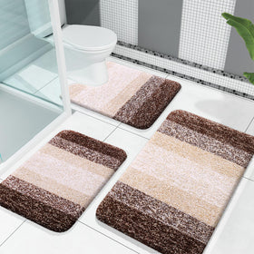 OLANLY bath rug set 3-piece in brown offers plush comfort for bathrooms.