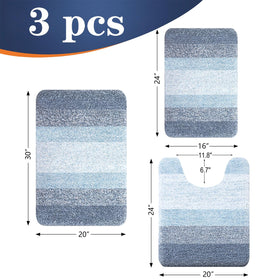 OLANLY blue contour rug by toilet area: stable backing.