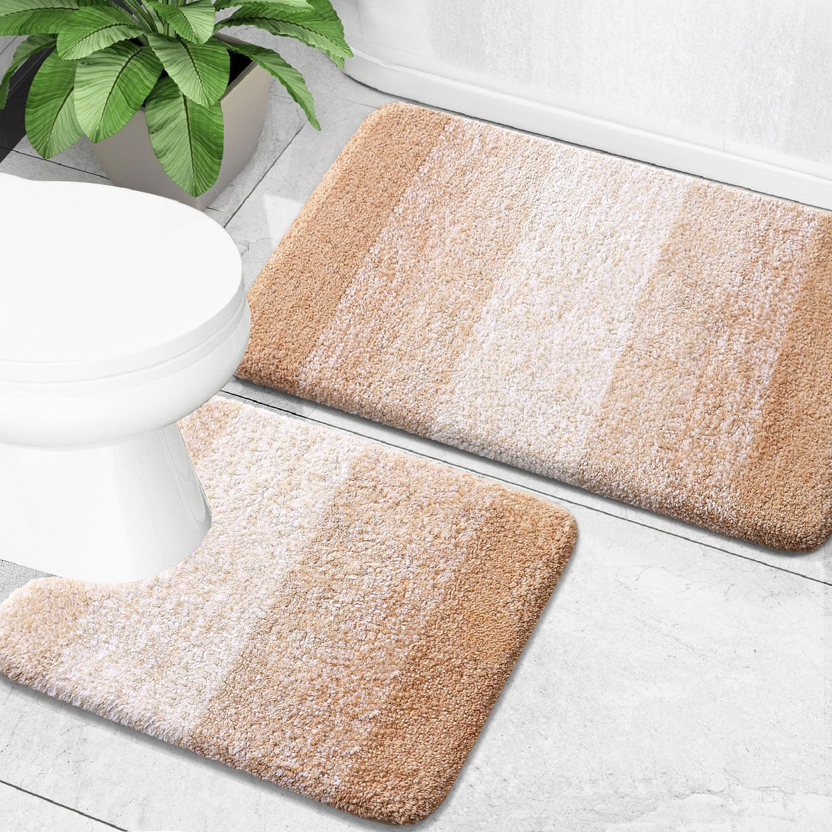 OLANLY bath rug set with soft microfiber for plush bathroom comfort.
