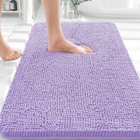 OLANLY lavender bath rug with soft chenille, cozy for bare feet.