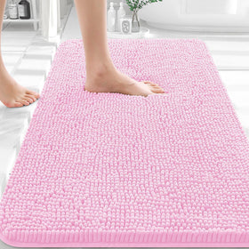 OLANLY bath rug soft-chenille closeup, cozy texture for feet after showers