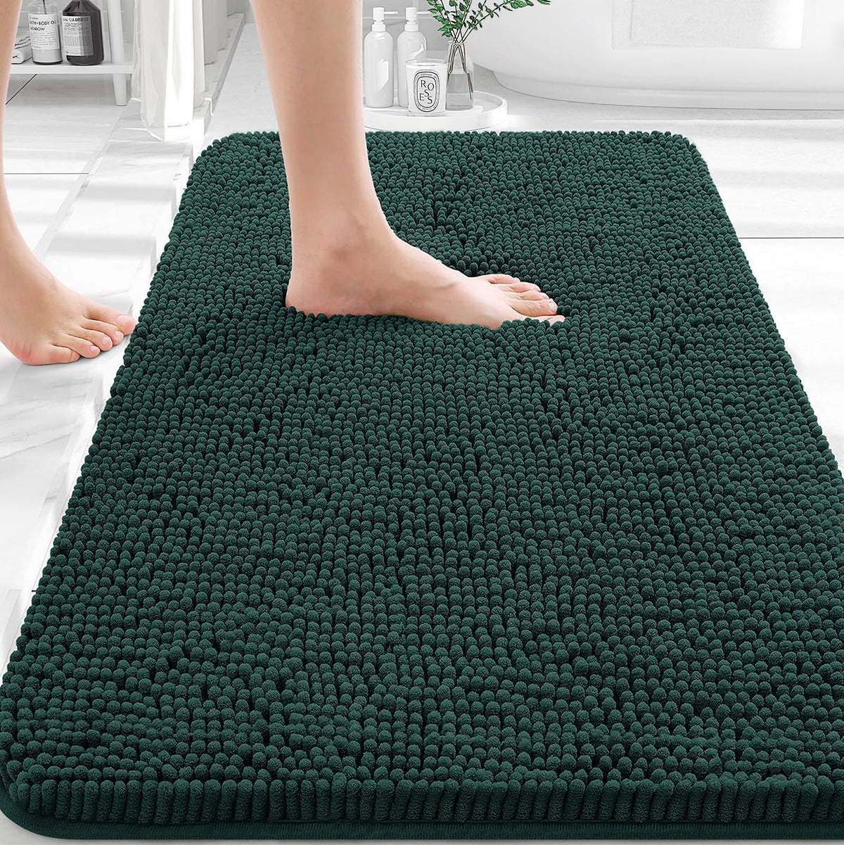 OLANLY soft-chenille bath rug for foot comfort