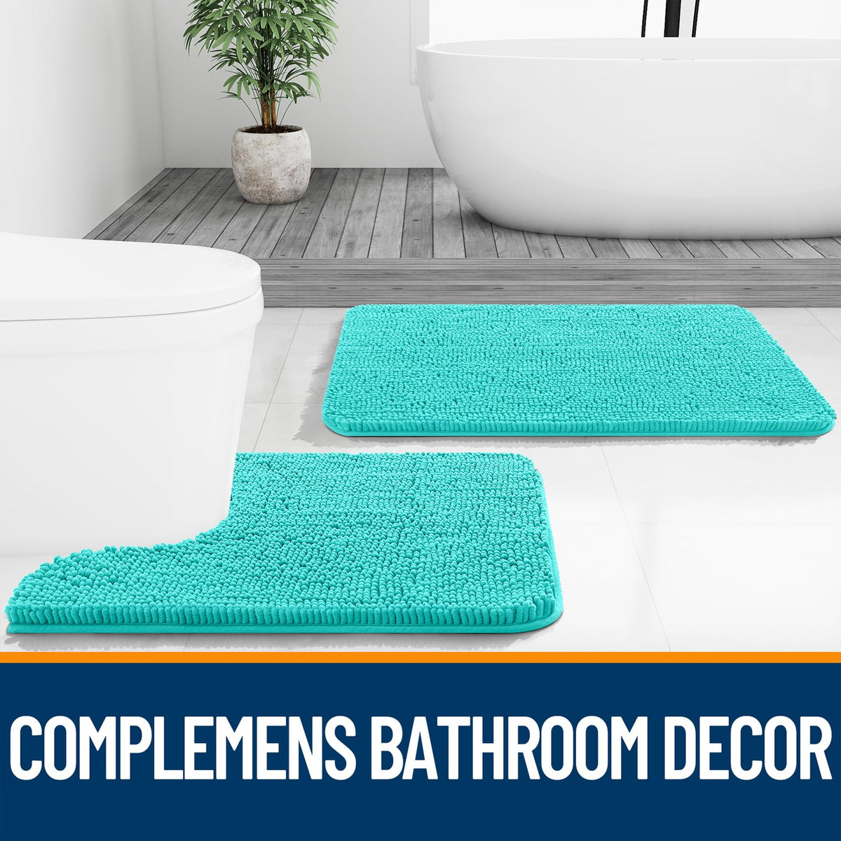OLANLY modern teal bath rug adds color and comfort