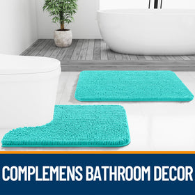 OLANLY modern teal bath rug adds color and comfort