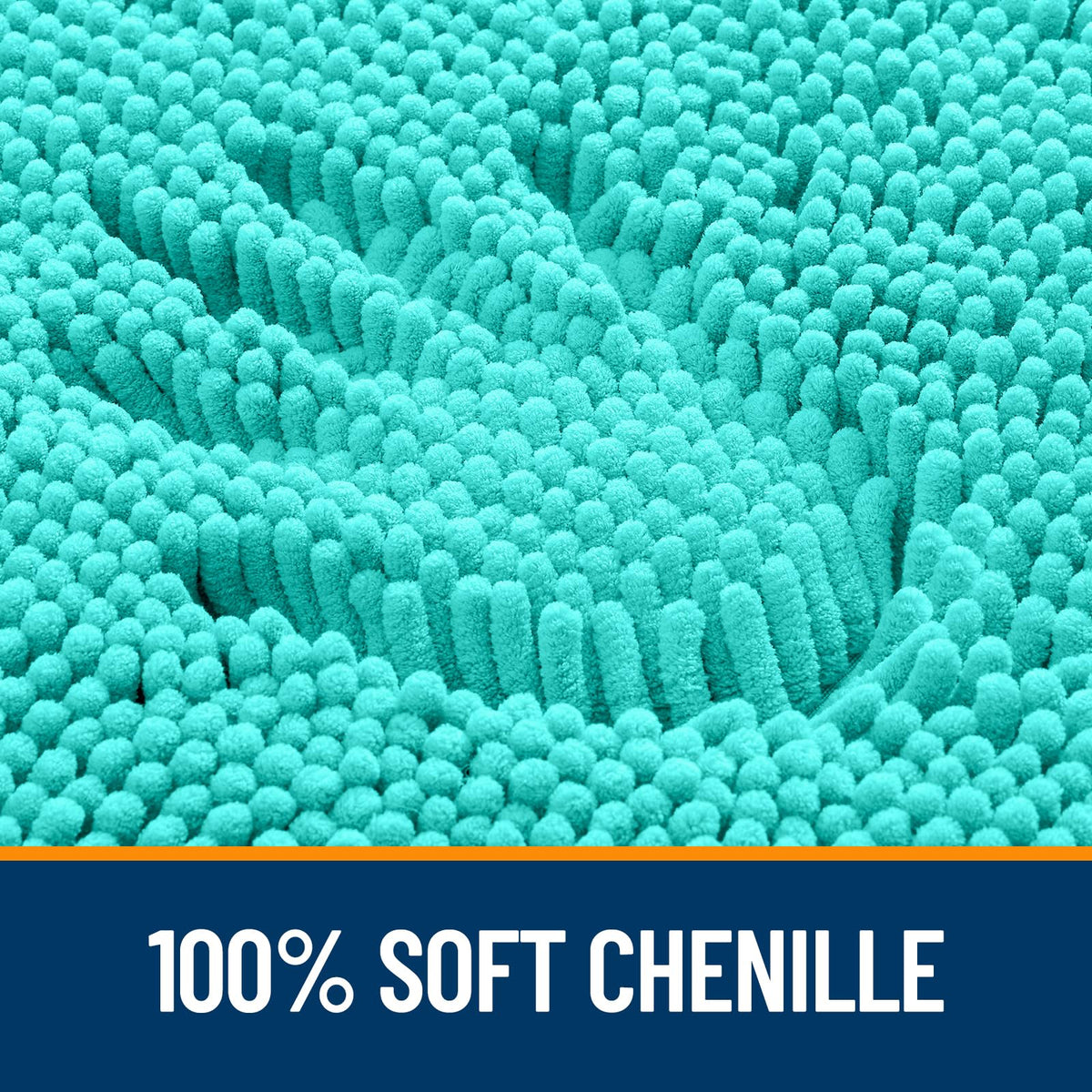 OLANLY teal bath rug highlights quick-dry microfiber for easy cleanup