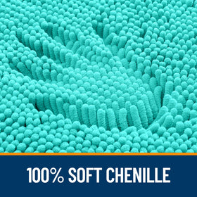 OLANLY teal bath rug highlights quick-dry microfiber for easy cleanup
