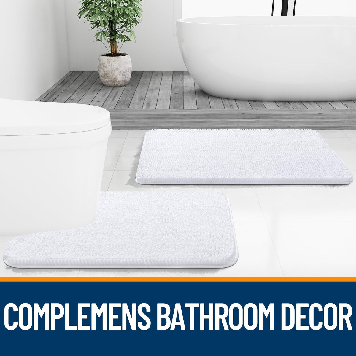 OLANLY white bath rug complements any décor and elevates bathroom comfort.